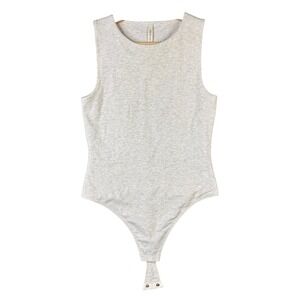 The Group by Babaton Aritzia Pure Bodysuit Heather Light Grey Sleeveless Small